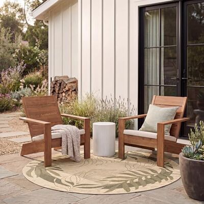 Safavieh Zeitgenössische Teppich für Wohnzimmer, Esszimmer, Schlafzimmer Courtyard Collection, Kurzer Flor, Grün und Beige, 160 X 160 cm Safavieh Zeitgenössische Teppich für Wohnzimmer, Esszimmer, Schlafzimmer Courtyard Collection, Kurzer Flor, Grün und Beige, 160 X 160 cm