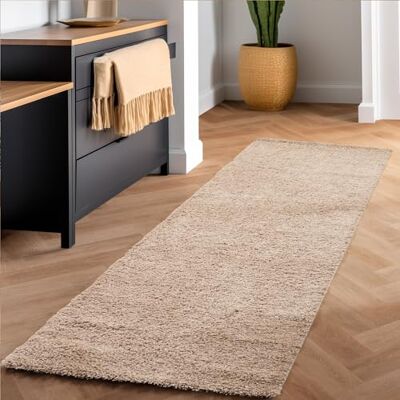SIMPEX Shaggy Hochflor Teppich, 60x110 cm, Beige, weich, flauschig, modern, einfarbig, Für Flur oder kleine Räume, für Wohnzimmer Schlafzimmer Flur SIMPEX Shaggy Hochflor Teppich, 60x110 cm, Beige, weich, flauschig, modern, einfarbig, Für Flur oder kleine Räume, für Wohnzimmer Schlafzimmer Flur