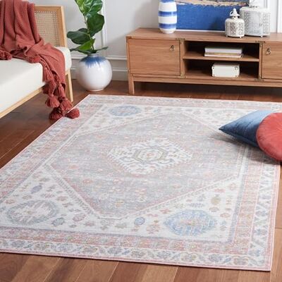 Safavieh Traditionell Teppich für Rug Ideal für stark frequentierte Bereiche Maschinenwaschbar Arizona Collection, Kurzer Flor, in Fuchsia und Grau, 122 X 183 cm Safavieh Traditionell Teppich für Rug Ideal für stark frequentierte Bereiche Maschinenwaschbar Arizona Collection, Kurzer Flor, in Fuchsia und Grau, 122 X 183 cm