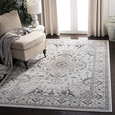 Safavieh Traditionell Teppich für Wohnzimmer, Esszimmer, Schlafzimmer Isabella Collection, Kurzer Flor, Hellgrau und Creme, 91 X 152 cm Safavieh Traditionell Teppich für Wohnzimmer, Esszimmer, Schlafzimmer Isabella Collection, Kurzer Flor, Hellgrau und Creme, 91 X 152 cm