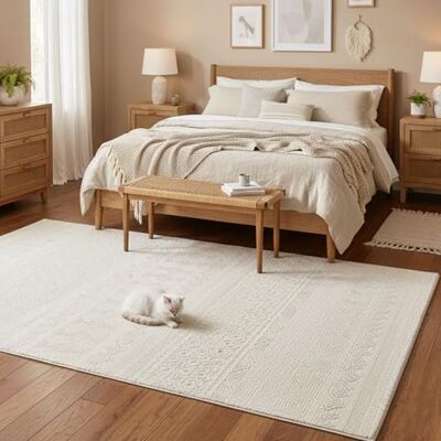 VIMODA Teppich Wohnzimmer Schlafzimmer Skandinavisch Modern Pflegeleicht Qualitativ Hochwertig ,Farbe:Creme;Maße:160x230 cm VIMODA Teppich Wohnzimmer Schlafzimmer Skandinavisch Modern Pflegeleicht Qualitativ Hochwertig ,Farbe:Creme;Maße:160x230 cm