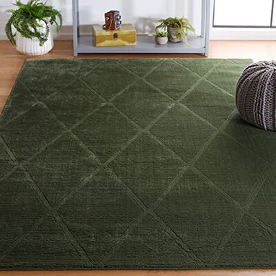 Safavieh Zeitgenössische Teppich für Wohnzimmer, Esszimmer, Schlafzimmer Revive Collection, Kurzer Flor, Grün, 90 x 150 cm Safavieh Zeitgenössische Teppich für Wohnzimmer, Esszimmer, Schlafzimmer Revive Collection, Kurzer Flor, Grün, 90 x 150 cm