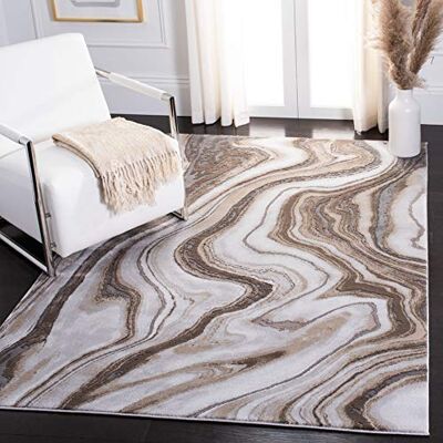 Safavieh Zeitgenössische Teppich für Wohnzimmer, Esszimmer, Schlafzimmer Craft Collection, Kurzer Flor, Gold und Grau, 160 X 229 cm Safavieh Zeitgenössische Teppich für Wohnzimmer, Esszimmer, Schlafzimmer Craft Collection, Kurzer Flor, Gold und Grau, 160 X 229 cm