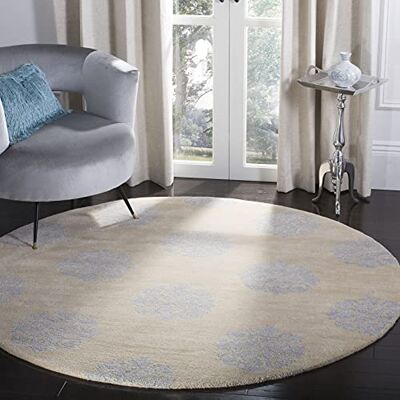 Safavieh Zeitgenössische Teppich für Wohnzimmer, Esszimmer, Schlafzimmer Soho Collection, Kurzer Flor, Beige, 183 X 183 cm Safavieh Zeitgenössische Teppich für Wohnzimmer, Esszimmer, Schlafzimmer Soho Collection, Kurzer Flor, Beige, 183 X 183 cm