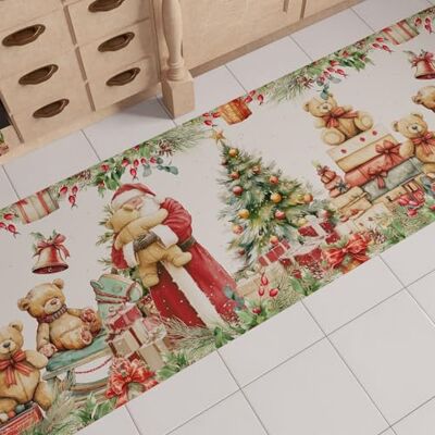 PETTI Artigiani Italiani Teppich für die Weihnachtsküche, Läufer für die Küche, rutschfest und waschbar, Teppich für Weihnachten 52 x 180 cm, Sweet Santa, hergestellt in Italien PETTI Artigiani Italiani Teppich für die Weihnachtsküche, Läufer für die Küche, rutschfest und waschbar, Teppich für Weihnachten 52 x 180 cm, Sweet Santa, hergestellt in Italien