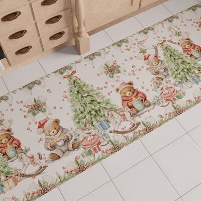 PETTI Artigiani Italiani Weihnachts-Küchenläufer, rutschfest und waschbar, Weihnachtsteppich 52x240 cm, Weihnachtsbären, Made in Italy PETTI Artigiani Italiani Weihnachts-Küchenläufer, rutschfest und waschbar, Weihnachtsteppich 52x240 cm, Weihnachtsbären, Made in Italy