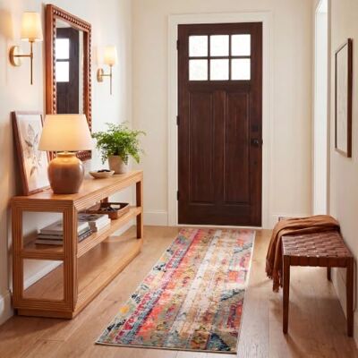 Safavieh Boho Teppich für Wohnzimmer, Esszimmer, Schlafzimmer Madison Collection, Kurzer Flor, Blau und Orange, 80 x 180 cm Safavieh Boho Teppich für Wohnzimmer, Esszimmer, Schlafzimmer Madison Collection, Kurzer Flor, Blau und Orange, 80 x 180 cm