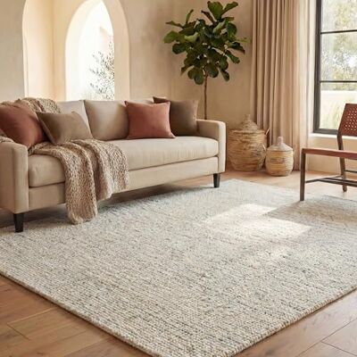 Safavieh Zeitgenössische Teppich für Wohnzimmer, Esszimmer, Schlafzimmer Abstract Collection, Kurzer Flor, Elfenbein und Hellgrau, 244 X 305 cm Safavieh Zeitgenössische Teppich für Wohnzimmer, Esszimmer, Schlafzimmer Abstract Collection, Kurzer Flor, Elfenbein und Hellgrau, 244 X 305 cm
