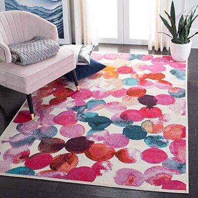 Safavieh Traditionell Teppich für Wohnzimmer, Esszimmer, Schlafzimmer Lillian Collection, Kurzer Flor, Rose und Hellblau, 122 X 183 cm Safavieh Traditionell Teppich für Wohnzimmer, Esszimmer, Schlafzimmer Lillian Collection, Kurzer Flor, Rose und Hellblau, 122 X 183 cm