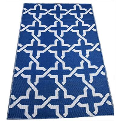 Jet-Line Outdoor Indoor Teppich 'Modern' Garten Balkon Terrasse blau 90 x 150 cm wasserfest wetterfest Jet-Line Outdoor Indoor Teppich 'Modern' Garten Balkon Terrasse blau 90 x 150 cm wasserfest wetterfest