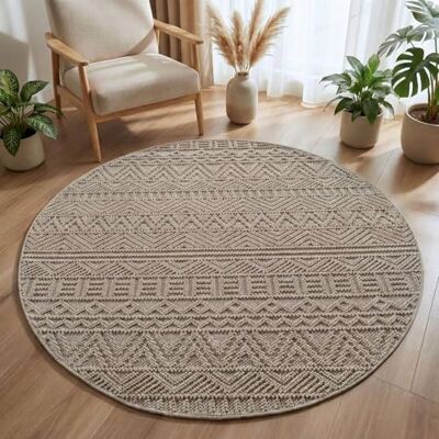 Carpetsale24 Teppich Rund 200 cm Beige Vintage Design Bouclé Schlingenflor Skandi Stil Modern Weich Strapazierfähig Pflegeleicht großer runder Teppich für Wohnzimmer Esszimmer Schlafzimmer Carpetsale24 Teppich Rund 200 cm Beige Vintage Design Bouclé Schlingenflor Skandi Stil Modern Weich Strapazierfähig Pflegeleicht großer runder Teppich für Wohnzimmer Esszimmer Schlafzimmer