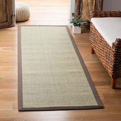 SAFAVIEH Naturfaser Teppich für Wohnzimmer, Esszimmer, Schlafzimmer Natural Fiber Collection, Kurzer Flor, Taupe und Hellbraun, 76 X 244 cm SAFAVIEH Naturfaser Teppich für Wohnzimmer, Esszimmer, Schlafzimmer Natural Fiber Collection, Kurzer Flor, Taupe und Hellbraun, 76 X 244 cm