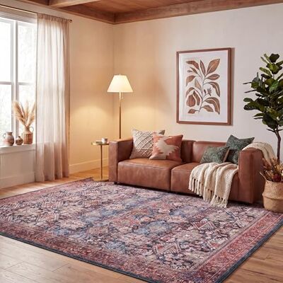 Safavieh Traditionell Teppich für Rug Ideal für stark frequentierte Bereiche Maschinenwaschbar und rutschfest Tucson Collection, Kurzer Flor, in Marine und Rost, 244 X 305 cm Safavieh Traditionell Teppich für Rug Ideal für stark frequentierte Bereiche Maschinenwaschbar und rutschfest Tucson Collection, Kurzer Flor, in Marine und Rost, 244 X 305 cm
