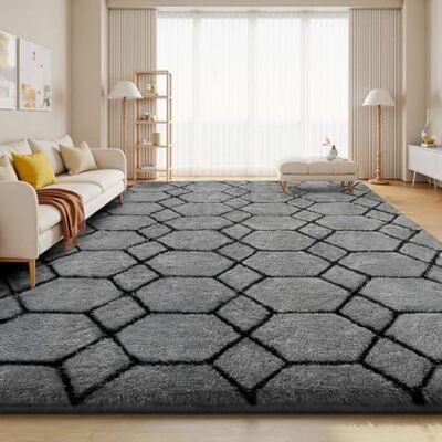 Treeboy Hochflor Teppich Grau Carpet Wohnzimmer 160x230 Große Waschbar Anti-Rutsch Extra Große Teppiche Schlafzimmer Flauschige Moderne Teppiche Matte Teppichen für Schlafzimmer Kinderzimmer Treeboy Hochflor Teppich Grau Carpet Wohnzimmer 160x230 Große Waschbar Anti-Rutsch Extra Große Teppiche Schlafzimmer Flauschige Moderne Teppiche Matte Teppichen für Schlafzimmer Kinderzimmer