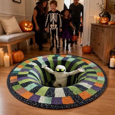 Generic 3D Teppich Optische Täuschung 3D Halloween Fussmatte Innen Lustig 3D-Teppich mit optischer Illusion: Gruseliger Rundteppich mit Geist-Motiv, weich & rutschfest für Home-Party-Deko Generic 3D Teppich Optische Täuschung 3D Halloween Fussmatte Innen Lustig 3D-Teppich mit optischer Illusion: Gruseliger Rundteppich mit Geist-Motiv, weich & rutschfest für Home-Party-Deko