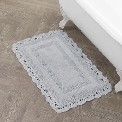 Laura Ashley Häkel-Badteppich, Baumwolle, 53 x 86 cm, Hellgrau Laura Ashley Häkel-Badteppich, Baumwolle, 53 x 86 cm, Hellgrau