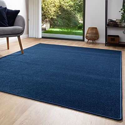 Steffensmeier Kurzflor Teppich Ibiza Wohnzimmerteppich Stilvoll Pflegeleicht Jugendteppich Blau, Größe: 140x200 cm Steffensmeier Kurzflor Teppich Ibiza Wohnzimmerteppich Stilvoll Pflegeleicht Jugendteppich Blau, Größe: 140x200 cm