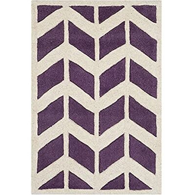 Safavieh Zeitgenössische Teppich für Wohnzimmer, Esszimmer, Schlafzimmer Chatham Collection, Kurzer Flor, Lila und Elfenbein, 61 X 91 cm Safavieh Zeitgenössische Teppich für Wohnzimmer, Esszimmer, Schlafzimmer Chatham Collection, Kurzer Flor, Lila und Elfenbein, 61 X 91 cm