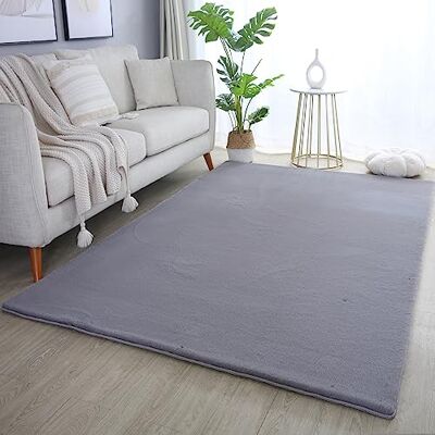 SIMPEX Rabbit Hochflor Teppich Läufer 80x150 cm Grau Shaggy Modern Flauschig Weich Fellteppich Kunstfell Einfarbig für Flur Schlafzimmer Kinderzimmer SIMPEX Rabbit Hochflor Teppich Läufer 80x150 cm Grau Shaggy Modern Flauschig Weich Fellteppich Kunstfell Einfarbig für Flur Schlafzimmer Kinderzimmer