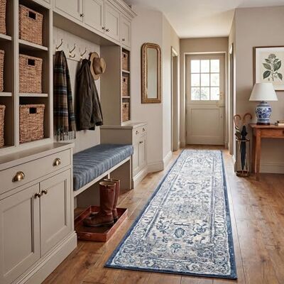 Safavieh Traditionell Teppich für Wohnzimmer, Esszimmer, Schlafzimmer Brentwood Collection, Kurzer Flor, Hellgrau und Blau, 61 X 244 cm Safavieh Traditionell Teppich für Wohnzimmer, Esszimmer, Schlafzimmer Brentwood Collection, Kurzer Flor, Hellgrau und Blau, 61 X 244 cm