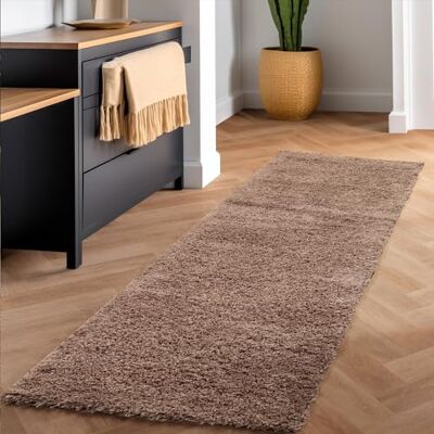 SIMPEX Shaggy Hochflor Teppich, 60x110 cm, Mokka, weich, flauschig, modern, einfarbig, Für Flur oder kleine Räume, für Wohnzimmer Schlafzimmer Flur SIMPEX Shaggy Hochflor Teppich, 60x110 cm, Mokka, weich, flauschig, modern, einfarbig, Für Flur oder kleine Räume, für Wohnzimmer Schlafzimmer Flur