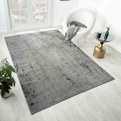 VIMODA Teppich Wohnzimmer Schlafzimmer Kurzflor Palmen Muster Blumen Lurex, Farbe:Beige, Maße:160x230 cm VIMODA Teppich Wohnzimmer Schlafzimmer Kurzflor Palmen Muster Blumen Lurex, Farbe:Beige, Maße:160x230 cm