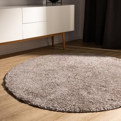 benuta Basic Hochflorteppich Teppich Wohnzimmer Sohari Taupe 200 cm Rund Minimalistischer Look Weich & Waschbar Für Schlafzimmer, Flur oder Esszimmer Geeignet für Fußbodenheizung benuta Basic Hochflorteppich Teppich Wohnzimmer Sohari Taupe 200 cm Rund Minimalistischer Look Weich & Waschbar Für Schlafzimmer, Flur oder Esszimmer Geeignet für Fußbodenheizung