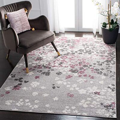 Safavieh Zeitgenössische Teppich für Wohnzimmer, Esszimmer, Schlafzimmer Adirondack Collection, Kurzer Flor, Hellgrau und Lila, 155 X 229 cm Safavieh Zeitgenössische Teppich für Wohnzimmer, Esszimmer, Schlafzimmer Adirondack Collection, Kurzer Flor, Hellgrau und Lila, 155 X 229 cm