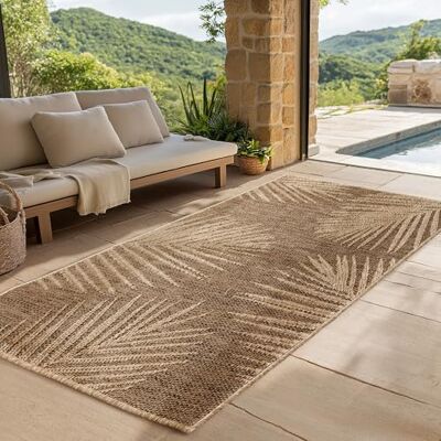 SIMPEX Outdoor Teppich Läufer 80x250 cm Wetterfest Pflegeleicht Jute Natur Optik Palmen Design für Flur Küche Terrasse Balkon SIMPEX Outdoor Teppich Läufer 80x250 cm Wetterfest Pflegeleicht Jute Natur Optik Palmen Design für Flur Küche Terrasse Balkon