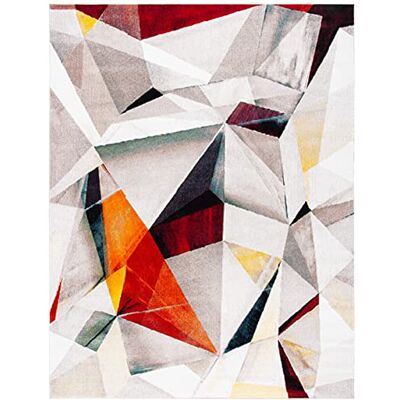 Safavieh Modern Teppich für Wohnzimmer, Esszimmer, Schlafzimmer Porcello Collection, Kurzer Flor, Hellgrau und Orange, 244 X 305 cm Safavieh Modern Teppich für Wohnzimmer, Esszimmer, Schlafzimmer Porcello Collection, Kurzer Flor, Hellgrau und Orange, 244 X 305 cm