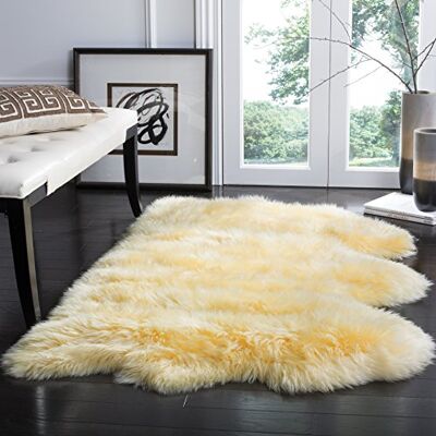 Safavieh Tierdruck Teppich für Wohnzimmer, Esszimmer, Schlafzimmer Fur Collection, Hoher Flor, Sekt, 91 X 152 cm Safavieh Tierdruck Teppich für Wohnzimmer, Esszimmer, Schlafzimmer Fur Collection, Hoher Flor, Sekt, 91 X 152 cm