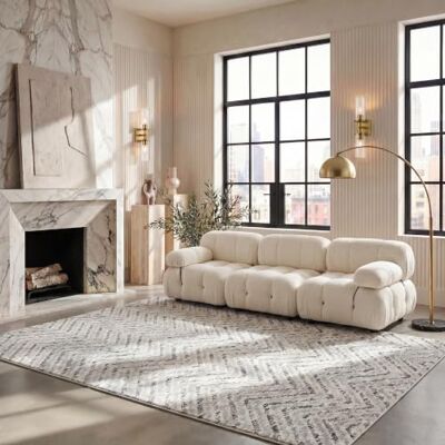 SAFAVIEH Geometrisch Teppich für Wohnzimmer, Esszimmer, Schlafzimmer Adirondack Collection, Kurzer Flor, Elfenbein und Kohle, 183 X 274 cm SAFAVIEH Geometrisch Teppich für Wohnzimmer, Esszimmer, Schlafzimmer Adirondack Collection, Kurzer Flor, Elfenbein und Kohle, 183 X 274 cm