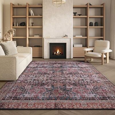 Safavieh Traditionell Teppich für Rug Ideal für stark frequentierte Bereiche Maschinenwaschbar und rutschfest Tucson Collection, Kurzer Flor, in Rot und Grün, 183 X 274 cm Safavieh Traditionell Teppich für Rug Ideal für stark frequentierte Bereiche Maschinenwaschbar und rutschfest Tucson Collection, Kurzer Flor, in Rot und Grün, 183 X 274 cm