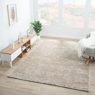 VIMODA Teppich Wohnzimmer Kurzflor Schlafzimmer läufer Hochtief-Muster/ 3D-Effekt Boho,Maße:80x150 cm;Farbe:Taupe VIMODA Teppich Wohnzimmer Kurzflor Schlafzimmer läufer Hochtief-Muster/ 3D-Effekt Boho,Maße:80x150 cm;Farbe:Taupe