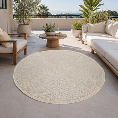VIMODA In- und Outdoor Teppich Küchen, Terrassen & Balkon Teppich In Beige, Maße:Ø 160 cm Rund VIMODA In- und Outdoor Teppich Küchen, Terrassen & Balkon Teppich In Beige, Maße:Ø 160 cm Rund