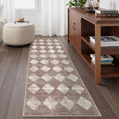 Lahome Moroccan Treills Läufer Teppich – 5 x 15 cm, Beige, waschbar, Läufer für Flur, 1,8 m, rutschfest, kariert, lang, Küche, Badezimmer, Rutschfester Läufer für Schlafzimmer, Flur, Eingangsbereich Lahome Moroccan Treills Läufer Teppich – 5 x 15 cm, Beige, waschbar, Läufer für Flur, 1,8 m, rutschfest, kariert, lang, Küche, Badezimmer, Rutschfester Läufer für Schlafzimmer, Flur, Eingangsbereich
