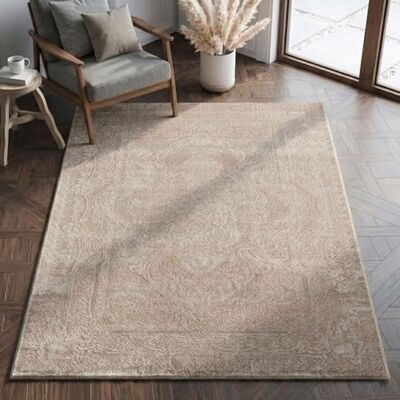 VIMODA Teppich Wohnzimmer Teppich Schlafzimmer, Flur, küche Kurzflor Orient Design Vintage Hoch-Tief-Effekt Modern 3D Weich,Maße:120 x 170 cm;Farbe:Taupe VIMODA Teppich Wohnzimmer Teppich Schlafzimmer, Flur, küche Kurzflor Orient Design Vintage Hoch-Tief-Effekt Modern 3D Weich,Maße:120 x 170 cm;Farbe:Taupe