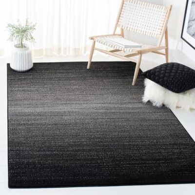 Safavieh Modern Teppich für Wohnzimmer, Esszimmer, Schlafzimmer Adirondack Collection, Kurzer Flor, Schwarz und Silber, 76 X 122 cm Safavieh Modern Teppich für Wohnzimmer, Esszimmer, Schlafzimmer Adirondack Collection, Kurzer Flor, Schwarz und Silber, 76 X 122 cm