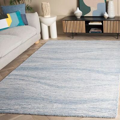 Safavieh Geometrisch Teppich für Wohnzimmer, Esszimmer, Schlafzimmer Metro Collection, Kurzer Flor, Blau und Elfenbein, 183 X 274 cm Safavieh Geometrisch Teppich für Wohnzimmer, Esszimmer, Schlafzimmer Metro Collection, Kurzer Flor, Blau und Elfenbein, 183 X 274 cm
