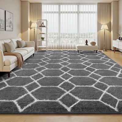 Treeboy Hochflor Teppich Grau Carpet Wohnzimmer 140x200 Große Waschbar Anti-Rutsch Extra Große Teppiche Schlafzimmer Flauschige Moderne Teppiche Matte Teppichen für Schlafzimmer Kinderzimmer Treeboy Hochflor Teppich Grau Carpet Wohnzimmer 140x200 Große Waschbar Anti-Rutsch Extra Große Teppiche Schlafzimmer Flauschige Moderne Teppiche Matte Teppichen für Schlafzimmer Kinderzimmer