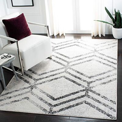 Safavieh Geometrisch Teppich für Wohnzimmer, Esszimmer, Schlafzimmer Adirondack Collection, Kurzer Flor, Elfenbein und Grau, 183 X 274 cm Safavieh Geometrisch Teppich für Wohnzimmer, Esszimmer, Schlafzimmer Adirondack Collection, Kurzer Flor, Elfenbein und Grau, 183 X 274 cm