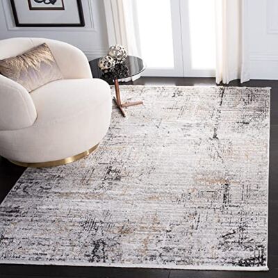 Safavieh Zeitgenössische Teppich für Wohnzimmer, Esszimmer, Schlafzimmer Shivan Collection, Kurzer Flor, Grau und Gold, 183 X 274 cm Safavieh Zeitgenössische Teppich für Wohnzimmer, Esszimmer, Schlafzimmer Shivan Collection, Kurzer Flor, Grau und Gold, 183 X 274 cm