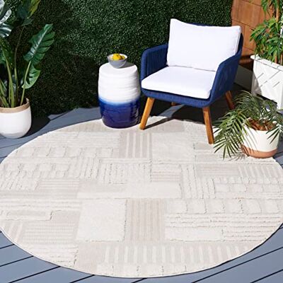 Safavieh Zeitgenössische Teppich für Wohnzimmer, Esszimmer, Schlafzimmer Trends Collection, Mittlerer Stapel, Beige und Elfenbein, 201 X 201 cm Safavieh Zeitgenössische Teppich für Wohnzimmer, Esszimmer, Schlafzimmer Trends Collection, Mittlerer Stapel, Beige und Elfenbein, 201 X 201 cm