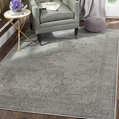 Safavieh Traditionell Teppich für Wohnzimmer, Esszimmer, Schlafzimmer Vintage Collection, Kurzer Flor, Silber, 99 X 170 cm Safavieh Traditionell Teppich für Wohnzimmer, Esszimmer, Schlafzimmer Vintage Collection, Kurzer Flor, Silber, 99 X 170 cm