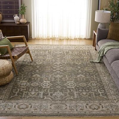 Safavieh Traditionell Teppich für Wohnzimmer, Esszimmer, Schlafzimmer Isabella Collection, Kurzer Flor, Leinen und Staubiges Petrol, 244 X 305 cm Safavieh Traditionell Teppich für Wohnzimmer, Esszimmer, Schlafzimmer Isabella Collection, Kurzer Flor, Leinen und Staubiges Petrol, 244 X 305 cm