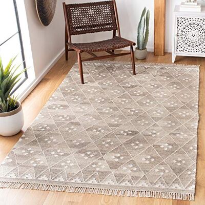 Safavieh Boho Teppich für Wohnzimmer, Esszimmer, Schlafzimmer Natural Kilim Collection, Kurzer Flor, Natur und Elfenbein, 122 X 183 cm Safavieh Boho Teppich für Wohnzimmer, Esszimmer, Schlafzimmer Natural Kilim Collection, Kurzer Flor, Natur und Elfenbein, 122 X 183 cm