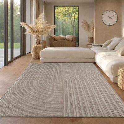 VIMODA Kurzflor-Teppich Boho modern – Dünner Wohnzimmer- & Schlafzimmerteppich mit 3D Hoch-Tief-Effekt, pflegeleicht,Maße:80x150 cm;Farbe:Taupe VIMODA Kurzflor-Teppich Boho modern – Dünner Wohnzimmer- & Schlafzimmerteppich mit 3D Hoch-Tief-Effekt, pflegeleicht,Maße:80x150 cm;Farbe:Taupe