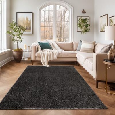 SIMPEX Teppich 140x200 cm Anthrazit, Kurzflor, Einfarbig, Modern, Rechteckig, Pflegeleicht, rutschfest, Bodenteppich für Wohnzimmer, Schlafzimmer, Esszimmer SIMPEX Teppich 140x200 cm Anthrazit, Kurzflor, Einfarbig, Modern, Rechteckig, Pflegeleicht, rutschfest, Bodenteppich für Wohnzimmer, Schlafzimmer, Esszimmer