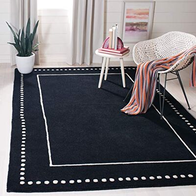 Safavieh Traditionell Teppich für Wohnzimmer, Esszimmer, Schlafzimmer Bella Collection, Kurzer Flor, Schwarz und Elfenbein, 152 X 244 cm Safavieh Traditionell Teppich für Wohnzimmer, Esszimmer, Schlafzimmer Bella Collection, Kurzer Flor, Schwarz und Elfenbein, 152 X 244 cm