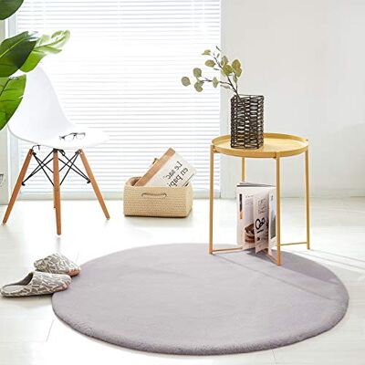 Teppich Wölkchen Kunst-Fell-Teppich Kurzflor Flauschiger Wohnzimmer-Teppich, als Schlafzimmer Deko oder Kinderzimmer rutschfest und waschbar in Waschmaschine Grau Rund 120cm Teppich Wölkchen Kunst-Fell-Teppich Kurzflor Flauschiger Wohnzimmer-Teppich, als Schlafzimmer Deko oder Kinderzimmer rutschfest und waschbar in Waschmaschine Grau Rund 120cm